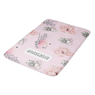 Waterverf Floral - Gepersonaliseerd Roos Badmat