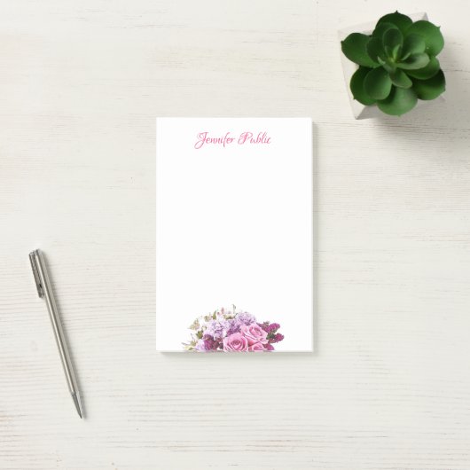 Waterverf Floral gepersonaliseerde Sjabloon Script Post-it® Notes (Kantoor)