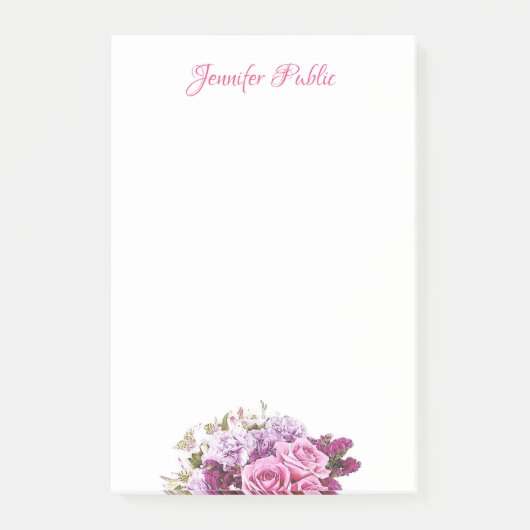 Waterverf Floral gepersonaliseerde Sjabloon Script Post-it® Notes (Voorkant)