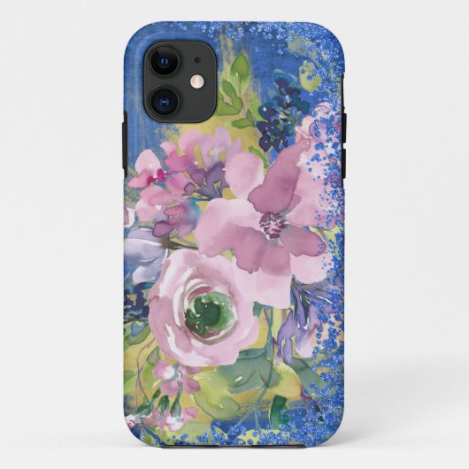 Waterverf Floral Glitter Case-Mate iPhone Case (Achterkant)