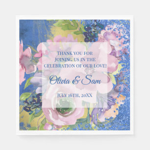 Waterverf Floral Glitter Wedding Servet