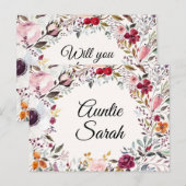 Waterverf Floral Godmoeder Voorstel Kaart (Voorkant / Achterkant)