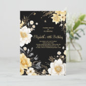 Waterverf Floral Gold Elegant 40e Verjaardag Kaart (Staand voorkant)