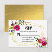 Waterverf Floral Gold Geometric RSVP Kaartje (Voorkant / Achterkant)