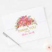 Waterverf Floral Gold Glitter Bedankt Label (Envelop)