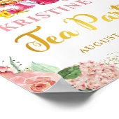 Waterverf Floral Gold Glitter Tea Party Welkom Poster (Hoek)