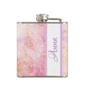 *~* Waterverf Floral Gold Lavender Peach Glitter Heupfles (Achterkant)