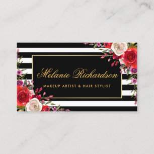 Waterverf Floral Gold Lijst Striped Visitekaartje