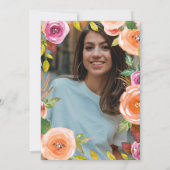 Waterverf Floral Gold Photo Afstuderen Kaart (Achterkant)