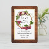 Waterverf Floral Grape Wood Save The Date (Staand voorkant)