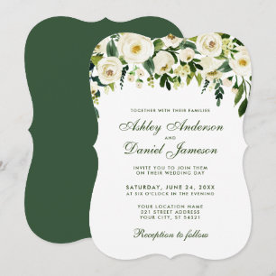 Waterverf Floral Green Wedding Invitation GSB Kaart