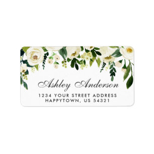 Waterverf Floral Green White Etiket