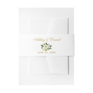 Waterverf Floral Green White Gold Wedding GS Uitnodigingen Wikkel