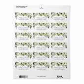 Waterverf Floral Green White Wedding Etiket (Full Sheet)