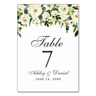 Waterverf Floral Green White Wedding Kaart
