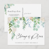 Waterverf Floral Greenery Aankondigingskaart (Voorkant / Achterkant)