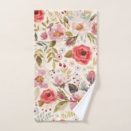 Waterverf Floral Greenery Pattern Bad Handdoek (Handdoek)