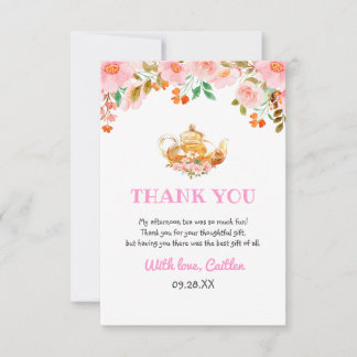 Waterverf Floral Greenery Teapot Party Birthday Bedankkaart