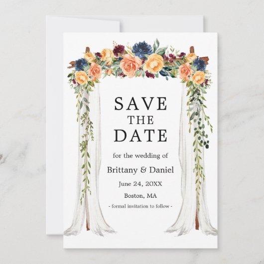 Waterverf - Floral Greenery Wedding Canopy Save The Date (Voorkant)
