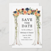 Waterverf - Floral Greenery Wedding Canopy Save The Date (Voorkant / Achterkant)