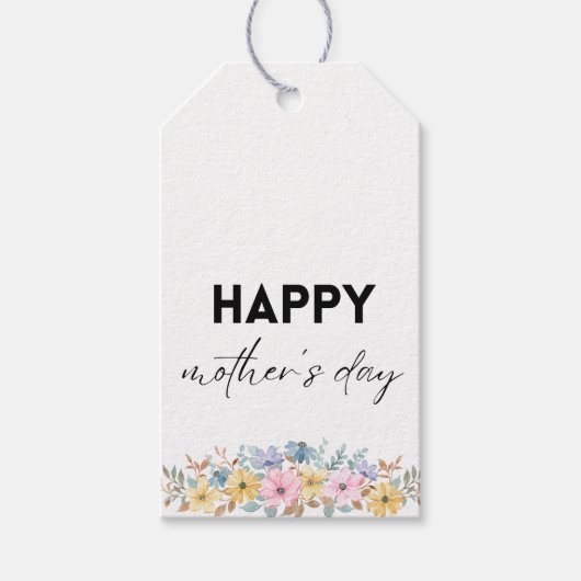 Waterverf Floral Happy Moederdag Cadeaulabel (Voorkant)