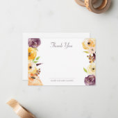 Waterverf Floral Hartelijk dank Notitiekaartje (Voorkant / Achterkant in situ)