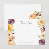 Waterverf Floral Hartelijk dank Notitiekaartje (Voorkant / Achterkant)