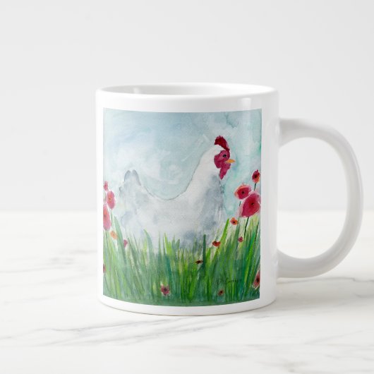 Waterverf Floral Hen Extra Grote Beker (Rechts)