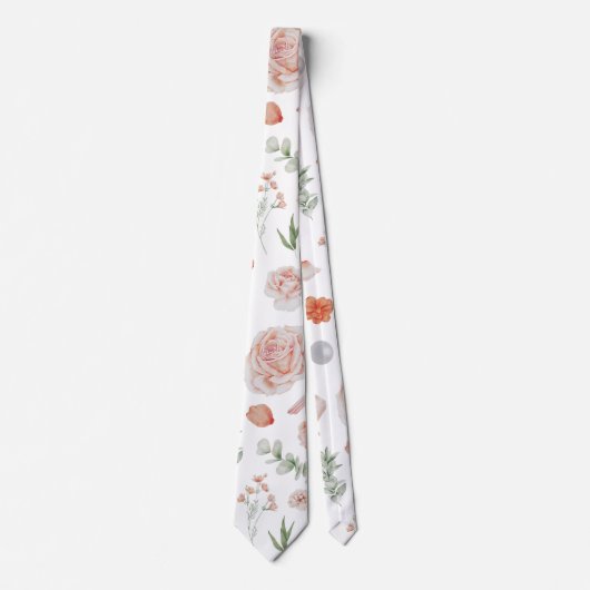 Waterverf Floral Hummingbird Patroon Stropdas (Voorkant)