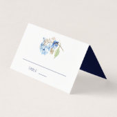 Waterverf Floral Hydrangea Navy Place Card Kaart (Voorkant)