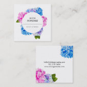 Waterverf Floral Hydrangea Vierkante Visitekaartje (Voorkant / Achterkant)