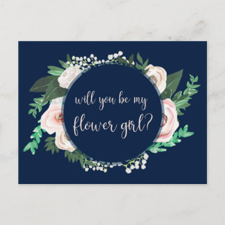 Waterverf Floral, je wordt mijn Bloemenmeisje Kaar Uitnodiging Briefkaart