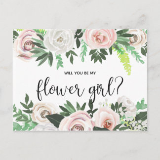 Waterverf Floral, je wordt mijn Bloemenmeisje Kaar Uitnodiging Briefkaart