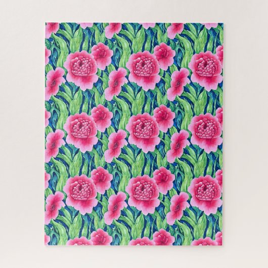 Waterverf Floral Jigzaag Puzzle Legpuzzel (Verticaal)
