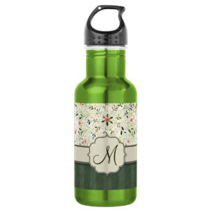 Waterverf Floral Kaleidoscope met Monogram Waterfles