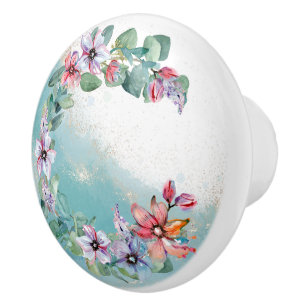 Waterverf Floral Keramische Knop