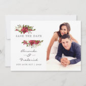 Waterverf Floral kerstbruiloft Save the Date Kaart (Voorkant)