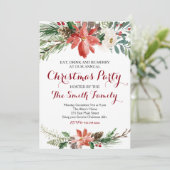 Waterverf Floral-kerstfeest uitnodiging (Staand voorkant)