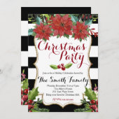 Waterverf Floral-kerstfeest uitnodiging (Voorkant / Achterkant)