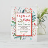 Waterverf Floral-kerstfeest uitnodiging (Staand voorkant)