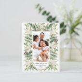 Waterverf Floral kerstfoto Briefkaart (Staand voorkant)