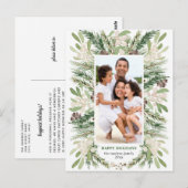 Waterverf Floral kerstfoto Briefkaart (Voorkant / Achterkant)