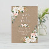 Waterverf Floral Kraft Save The Date (Staand voorkant)