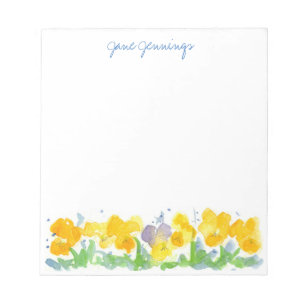 Waterverf Floral kunst Gele Pansy Flowers Notitieblok