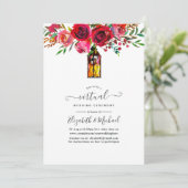 Waterverf Floral Lantern Online Virtual Wedding Kaart (Staand voorkant)