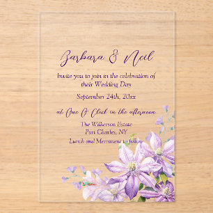 Waterverf Floral Lavender Acryl Uitnodigingen
