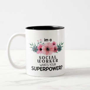 waterverf floral leaf social tweekleurige koffiemok
