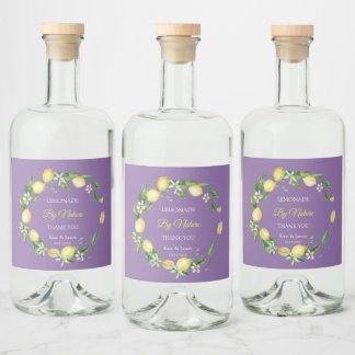 Waterverf Floral Lemon Violet kleur Likeurfles Etiket