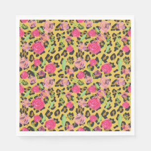 Waterverf Floral Leopard Animal Print Servet