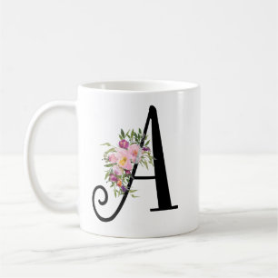 Waterverf Floral Letter A, Monogram Art Mok